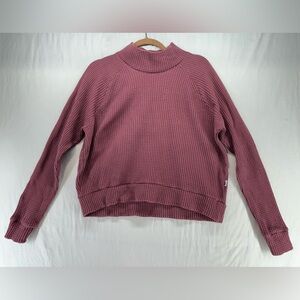 North Face Top Womens S Mauve Pink Chunky Waffle Knit Mock Neck Long Sleeve